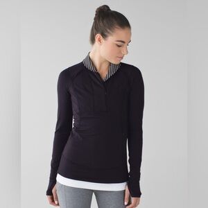 Lululemon Think Fast Pullover Black Parallel Stripe Black White s